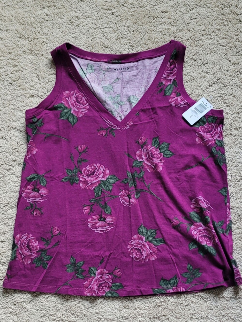 Torrid Girlfriend Floral Tank Top, NWT, Cotton, Size 0x - Picture 3 of 5